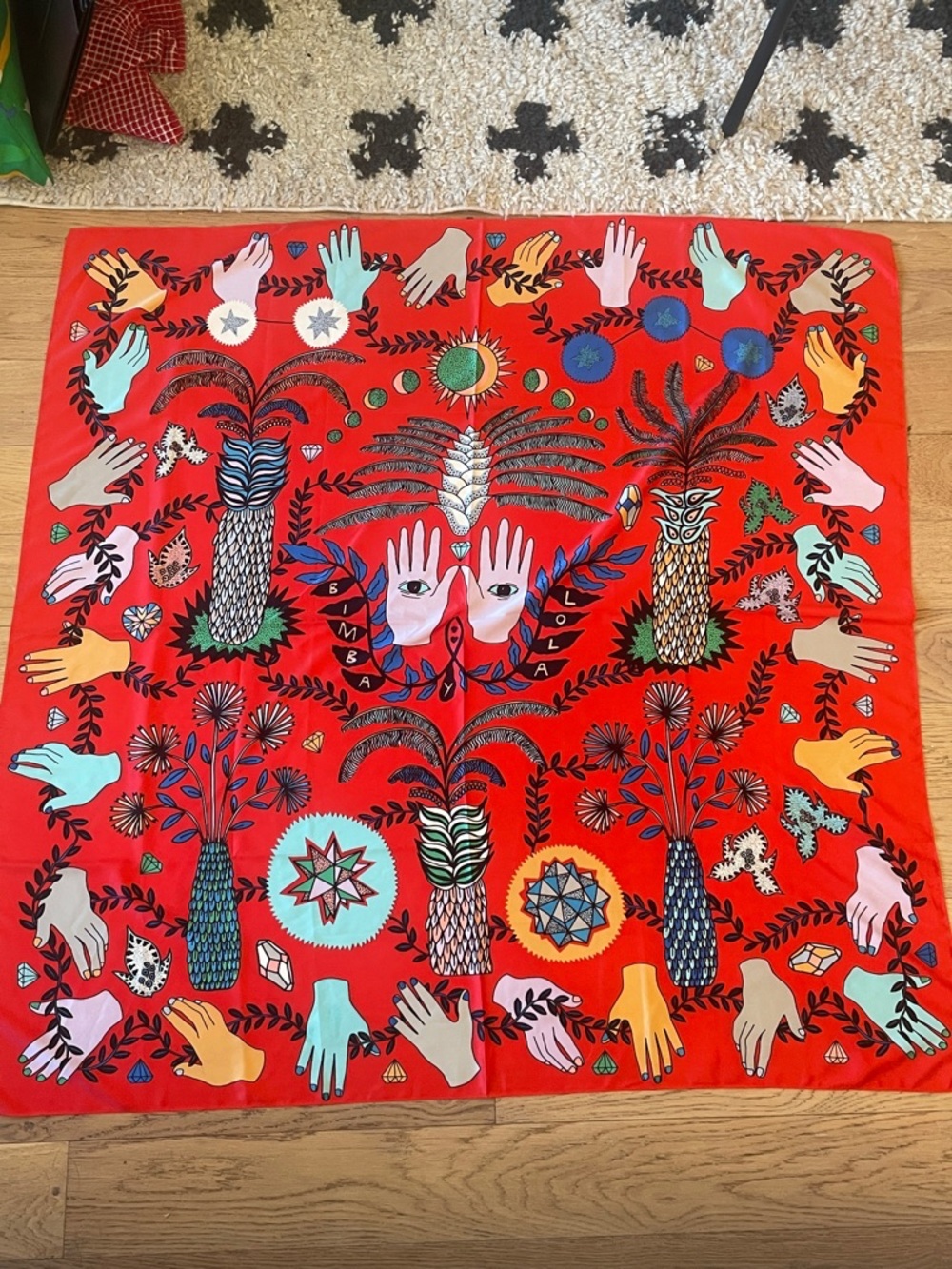 Bimba y Lola Alchemy Hands Scarf Anthropologie Rare Oversized Statement Multicol - Picture 2 of 11